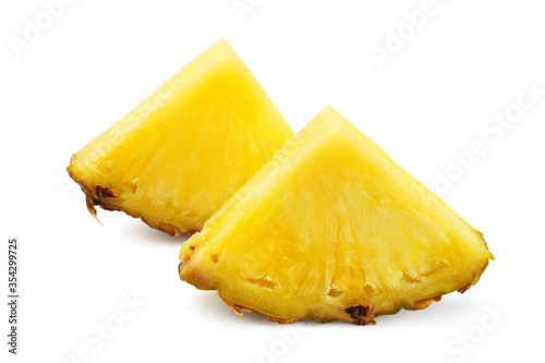 Sliced ripe pineapple isolated on white background. healthy background.