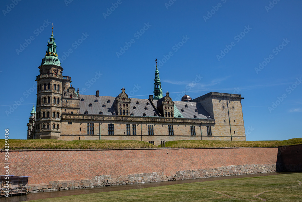Kronborg castle in denmark with blue sky