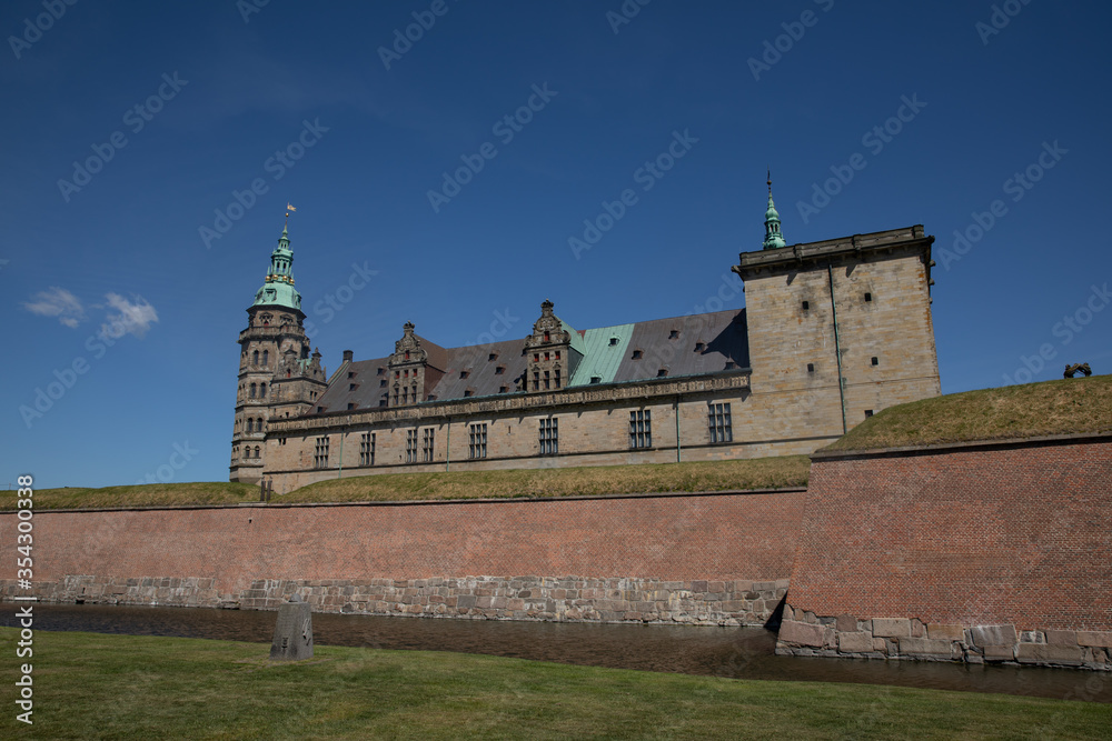 Kronborg castle in denmark with blue sky Kronborg castle in denmark with blue sky