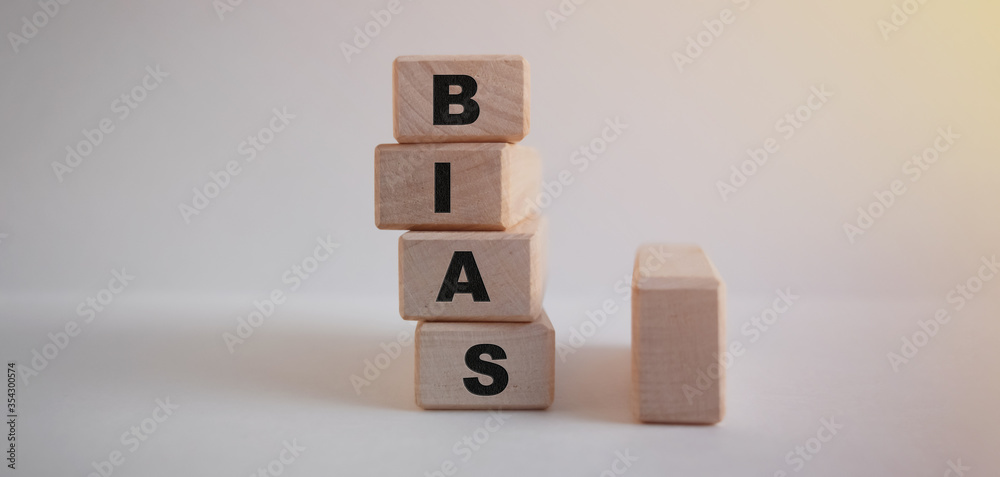 bias, backup plan, the inscription on wooden cubes on a white background bias, backup plan, the inscription on wooden cubes on a white background