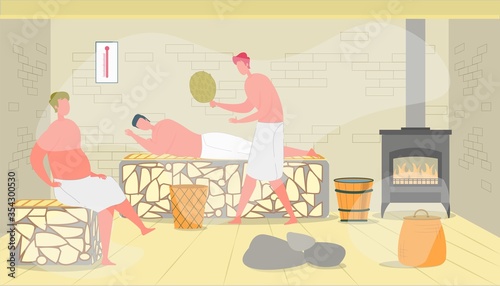 Man Having Rest in Sauna or Steam House Body Care.