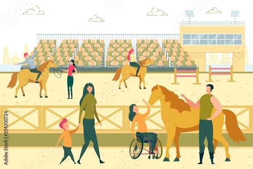 Handicapped Woman Petting Horse, Animal Therapy.