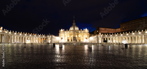 St. Peter's Basilica at night, The Vatican, Rome