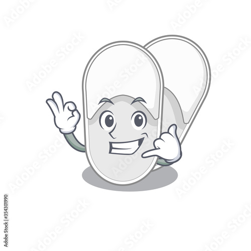 Caricature design of hotel slippers showing call me funny gesture