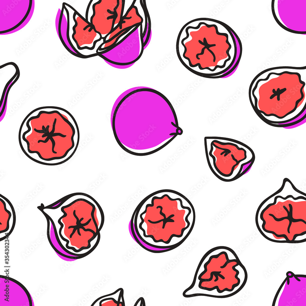 Hand drawn stylish fruit and vegetable. Vector artistic drawing fresh organic food. Summer illustration vegan ingrediens for smoothies