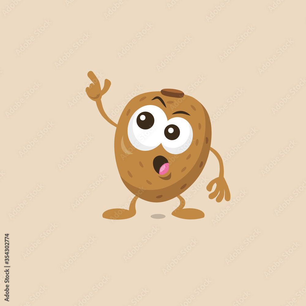 Fototapeta premium Illustration of cute staring kiwi mascot isolated on light background. Flat design style for your mascot branding.