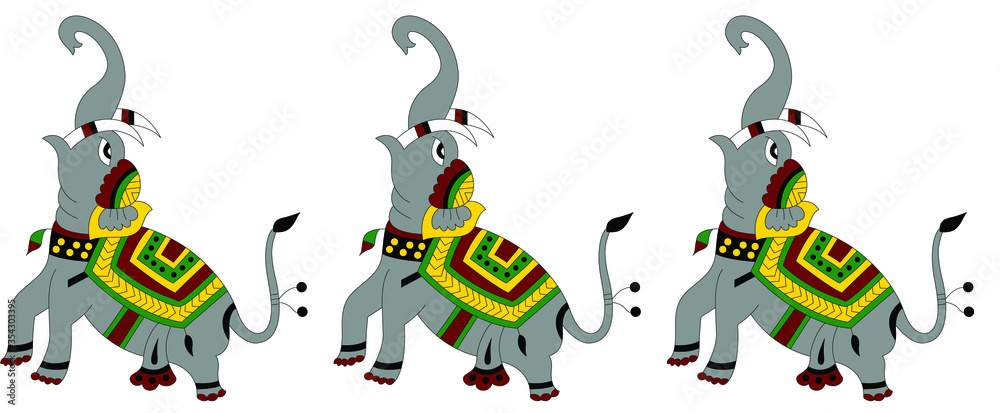 Seamless elephant pattern with white background