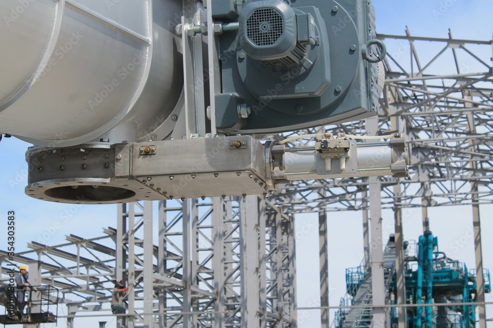 Oil pipes in a petrochemical plant during the production of oil and gas