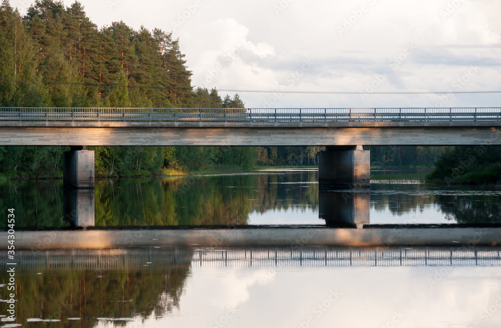 Bridge over lake in summer, Keuruu, town and municipality of Finland
