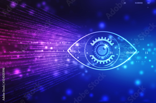 Abstract futuristic digital eye scanner, Digital eye with security scanning concept, Cyber Security Lock background