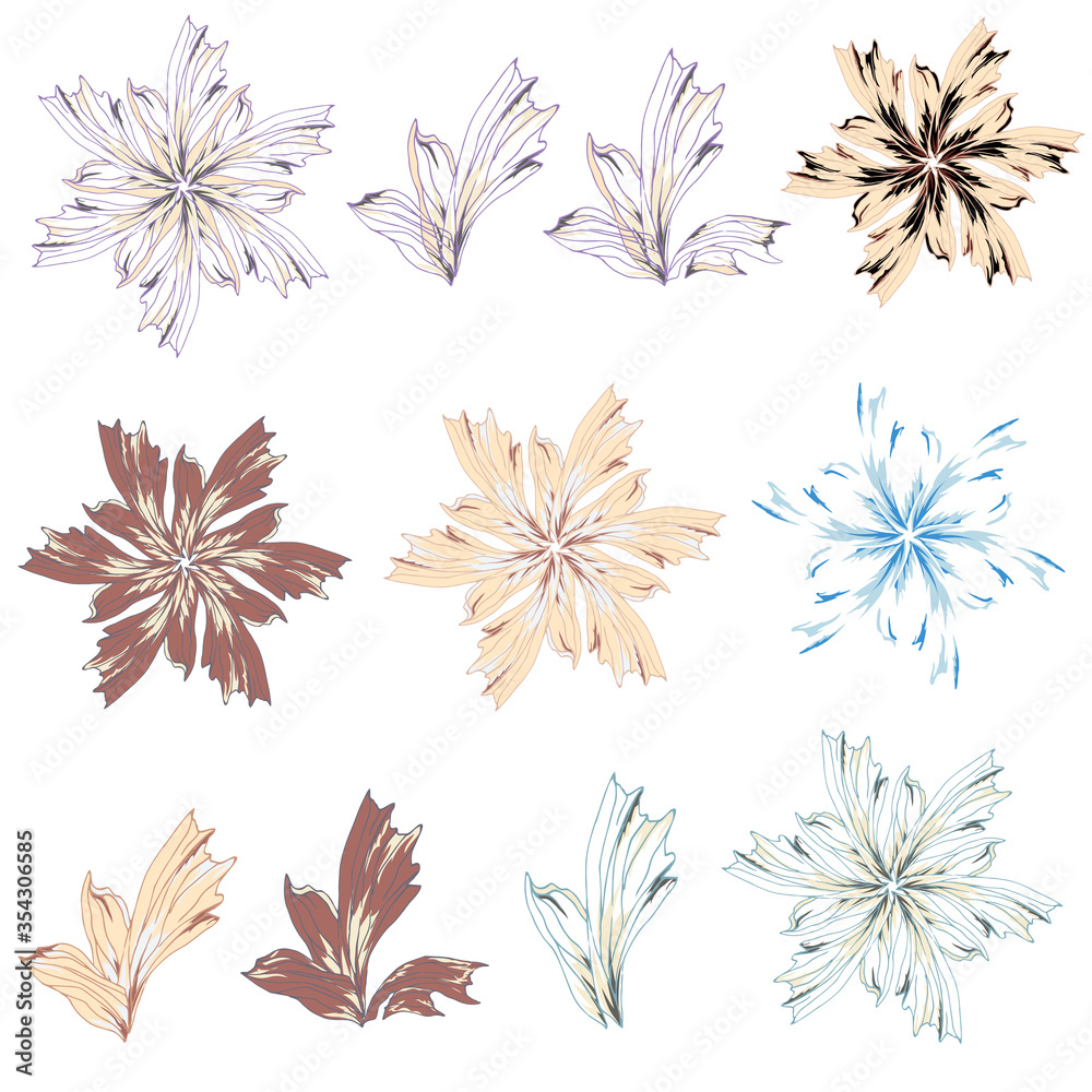 Floral set of contour hand-drawn flowers. Vector illustration in pastel colors for your design. Floristic Floral set of contour hand-drawn flowers. Vector illustration in pastel colors for your design. Floristic