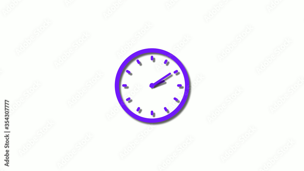 New 3d purple clock isolated on white background,clock animation
