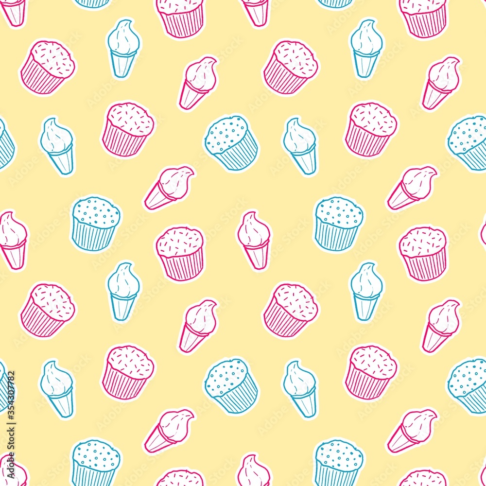 Cupcakes vector pattern Cupcakes vector pattern