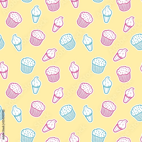 Cupcakes vector pattern