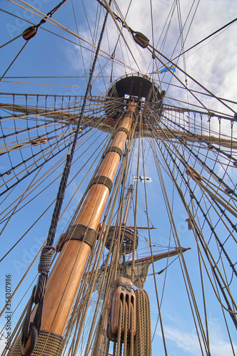 State of Delaware Lewes Historical Society Tall Ships celebration. Rigging of sail ship