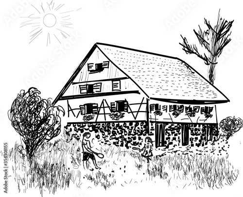 Fahwerk house and family in vacation photo