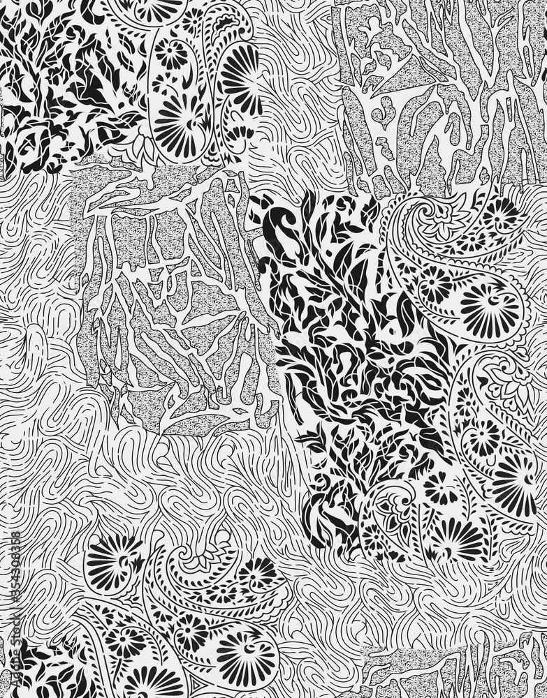 Fototapeta premium black and white seamless pattern