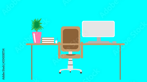 Beautiful of illustration set up desk office in business center
