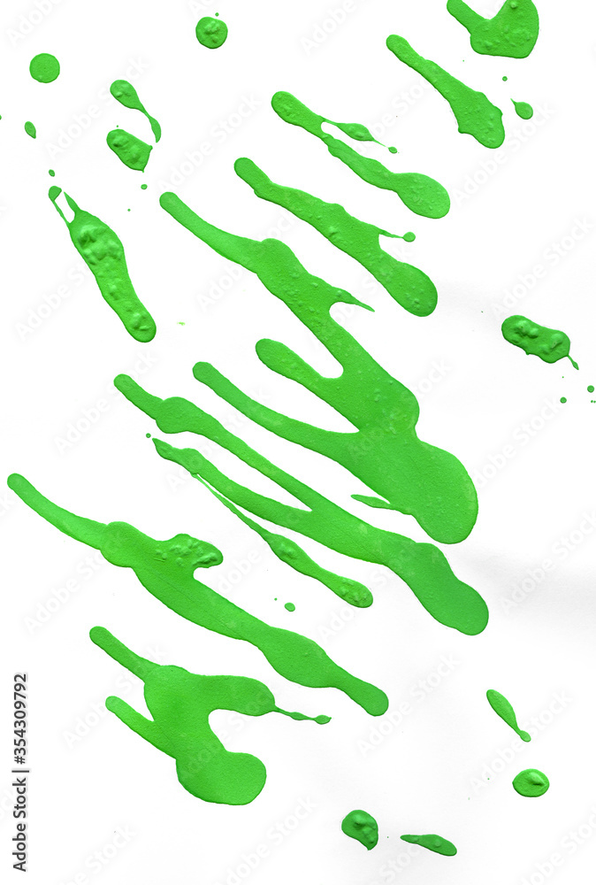 Colourful set of different brush smudges, green high res paint splashes on white background. Colourful set of different brush smudges, green high res paint splashes on white background.
