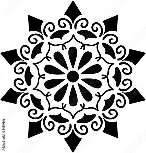 Indian traditional and Cultural Mandala design concept of Rangoli isolated on white background