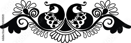 Peacock Style Rangoli designs: also called as Alpona, Alpana, mehndi, Kolam, Floral and Ornamental design. with White Background vector Art