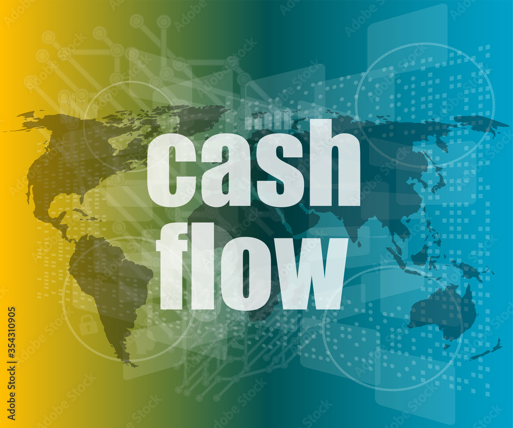 business words cash flow on digital screen showing financial success