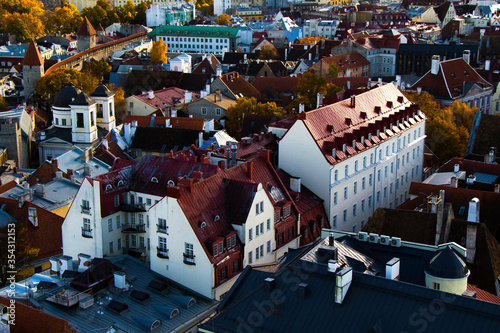 City view and city scape of Building roofs, architecture and history landmarks, must visit place. photo