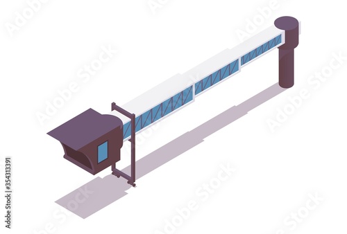 Jet bridge isometric. 3d concept illustration good for passengers airplanes, airport ground service and more