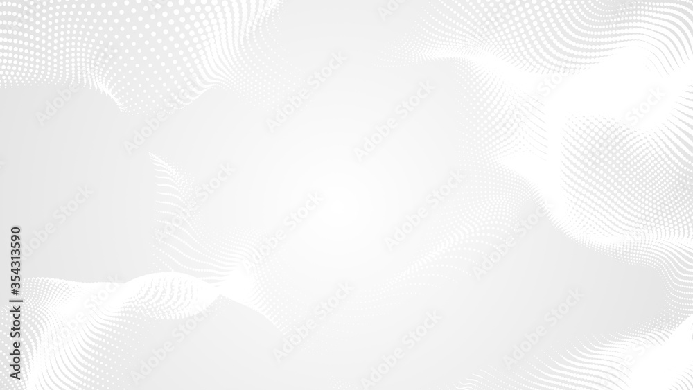Fototapeta premium Dot white gray wave light technology texture background. Abstract big data digital concept. 3d rendering.