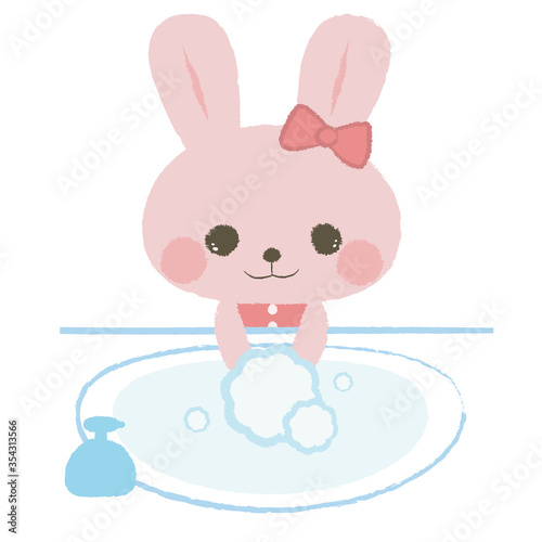 手を洗う　うさぎ
