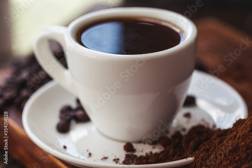 delicious aromatic coffee beans and ground © Миколайович