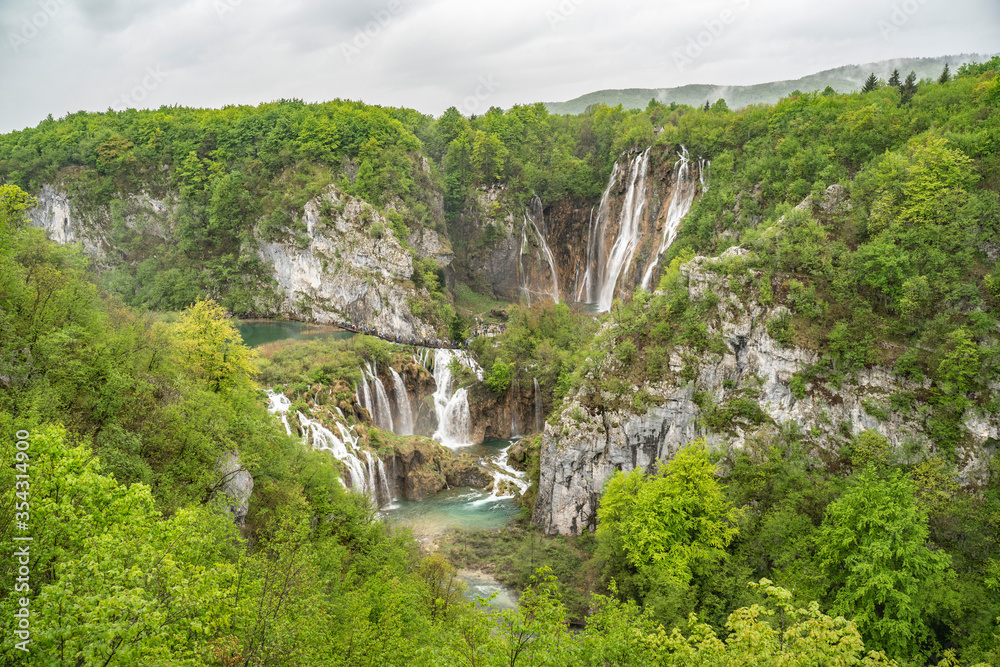 Croatia national park waterfall from high ground