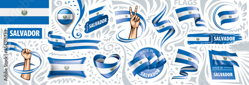 Vector set of the national flag of Salvador in various creative designs
