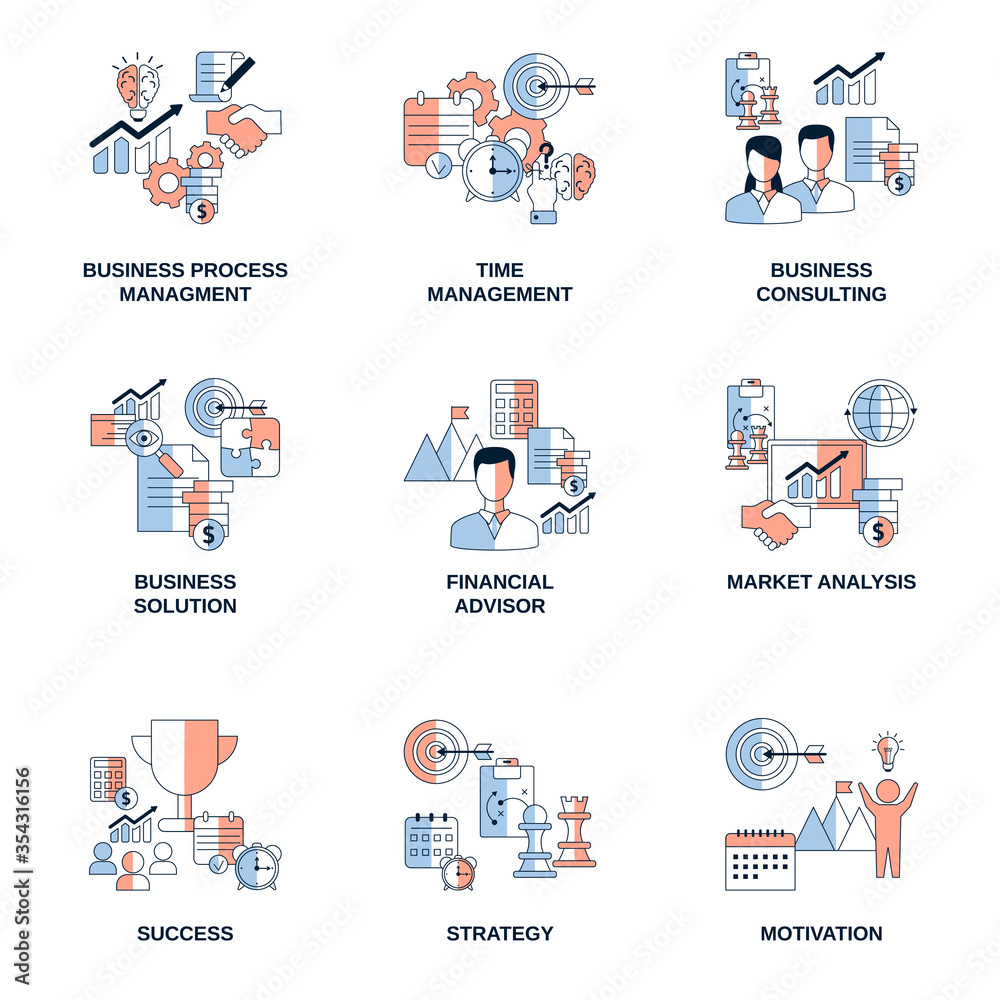 Set of business vector icons. Set of business vector icons.