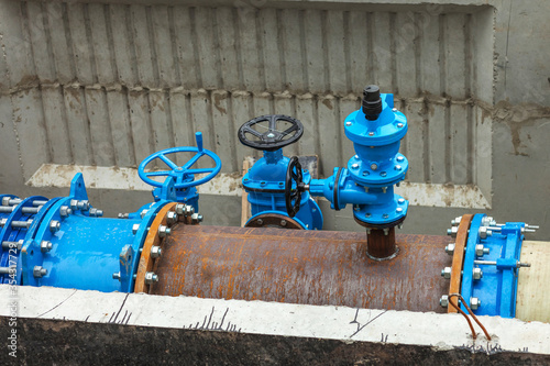 Wallpaper Mural Construction or repair of the main city water supply. The pipes connected with new closures and new hinges. Torontodigital.ca