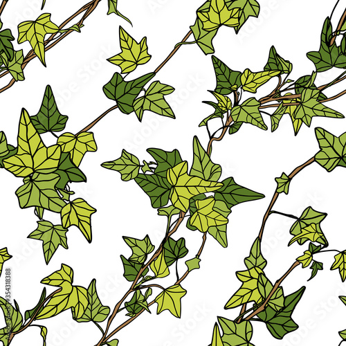 Seamless pattern of ivy leaves