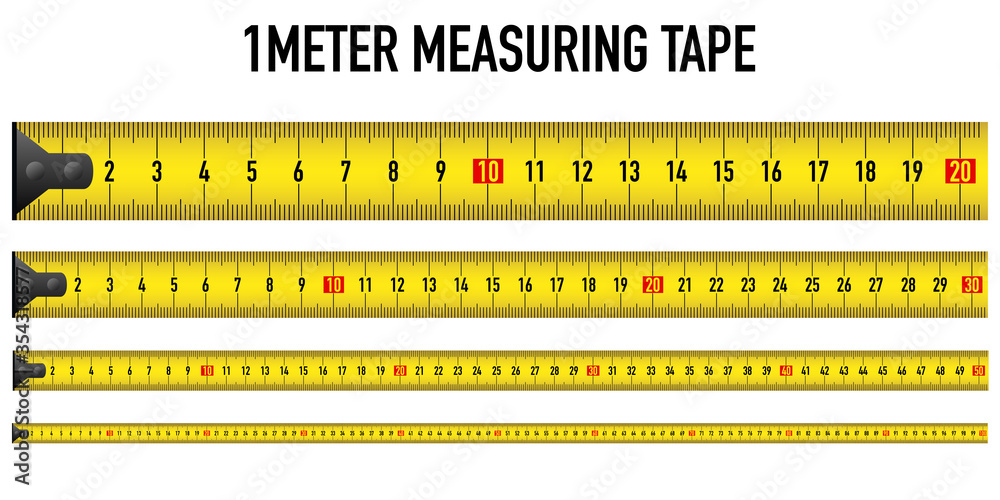 Consulaat Charmant Reproduceren yellow measure ruler meter vector tape metric centimeter illustration on  white background. one long straight line 100 cm size tool. stock  construction instrument rule millimeter distance Stock Vector | Adobe Stock