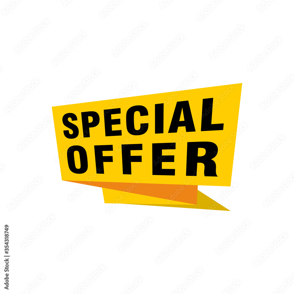 Special offer vector ribbon design template. Banner sale tag. Market special offer discount label Special offer vector ribbon design template. Banner sale tag. Market special offer discount label