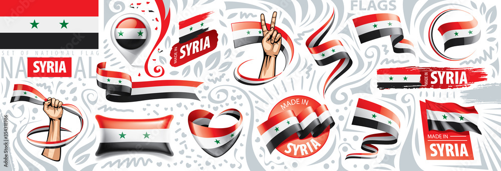 Vector set of the national flag of Syria in various creative designs