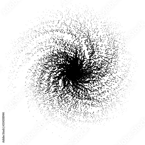 Spiral vector Illustration. Abstract swirl form with dots. Tornado vector illustration. Top view. Spiral background. Business spiral backdrop. Technology design element. Swirl background