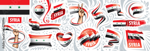 Vector set of the national flag of Syria in various creative designs