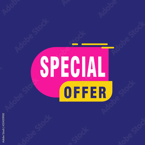 Special offer vector ribbon design template. Banner sale tag. Market special offer discount label