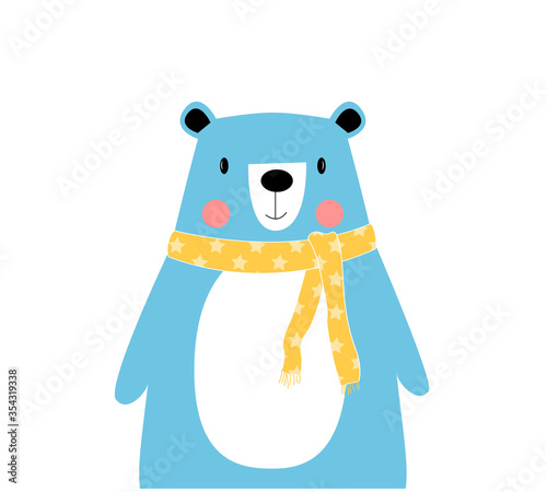 Hand drawing cute bear vector illustration.
