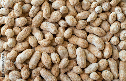 Peanuts texture, top view. Food background.