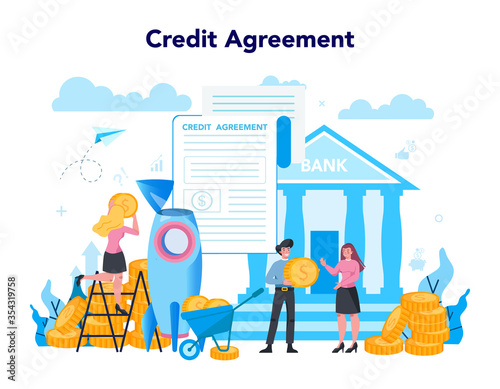Loan manager concept, credit agreement. Bank employee that work