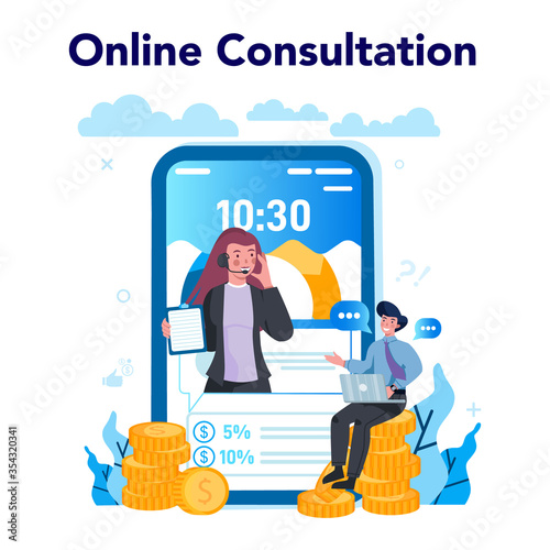 Loan manager online service or platform. Bank employee that work