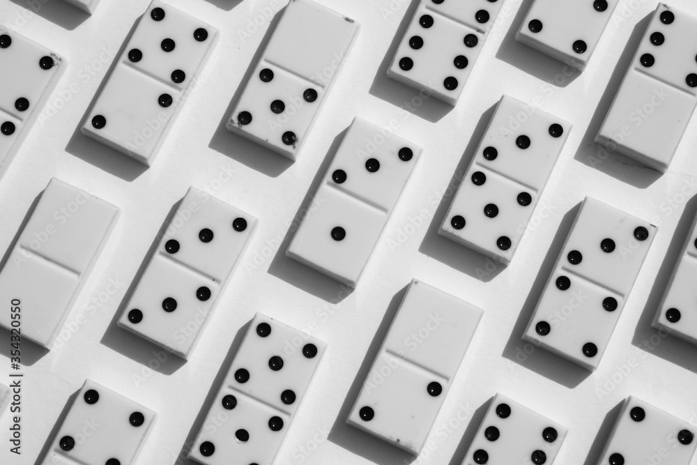Black white photo game domino layout pattern top view Black white photo game domino layout pattern top view