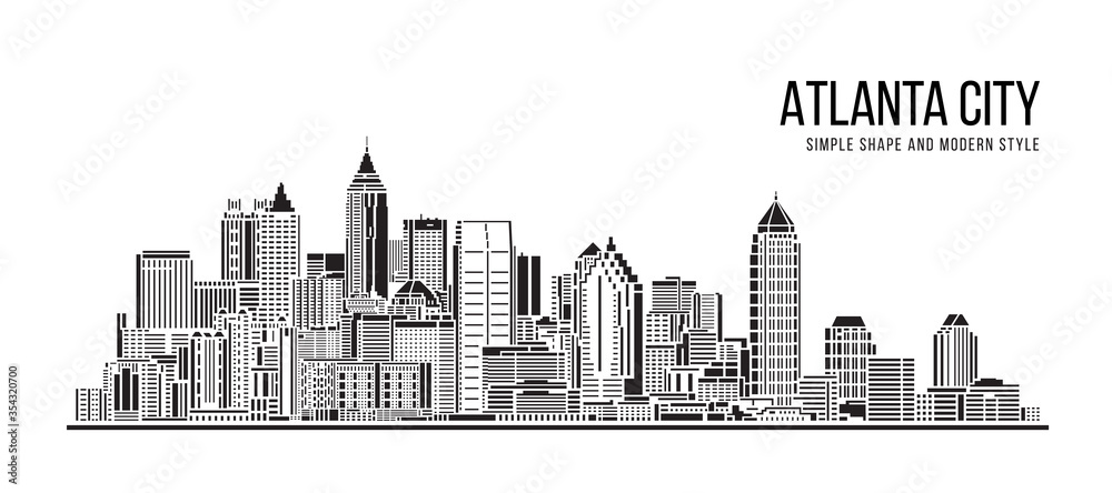 Cityscape Building Abstract Simple shape and modern style art Vector design -  Atlanta city