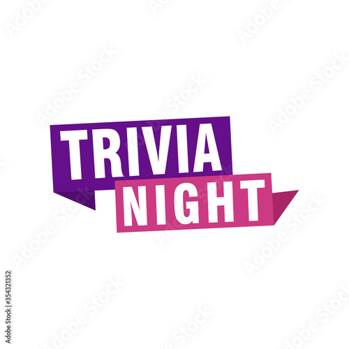 Trivia Night labels banners vector ribbon design template. Banner sale tag. Market special offer discount label