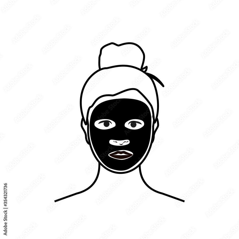 Woman with facial mask on her face isolated on white background